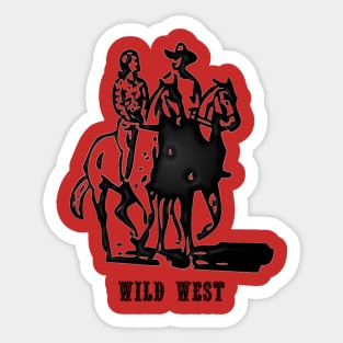 Western Era - Wild West Cowboy and Cowgirl on Horseback Sticker